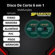 6em1 Kit 2 Discos De Corte Diamantado Multifunção Madeira/Alumínio/Pvc/Pisos/Azulejos/Mármores /Granito/Ferro Corta Tudo