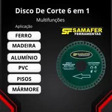 6 em 1 Disco De Corte Diamantado Multifunção Alvenaria/Alumínio/Pvc/Pisos e Azulejos/Mármores e Granito/Ferro Corta Tudo