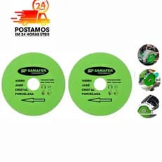 Kit 2 Discos De Corte Para Vidro Porcelana Piso Cerâmica Jade e Cristal 100mm X 15mm