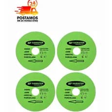 Kit 4 Discos De Corte Para Vidro Porcelana Piso Cerâmica Jade e Cristal 100mm X 15mm