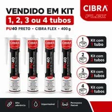 Selante PU 40 Preto Cibra Flex 400g Cola Vedante Poliuretano Calha Rufo Janela Porta Construção