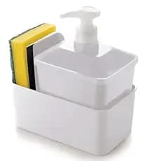 Kit Porta Detergente Compacto com Rodinho em Plástico Marmorizado Floral 600ml - Plasútil