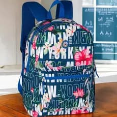Mochila Juvenil Clio Style Flores Preto Verde e Azul - Costas, Estilo e Qualidade