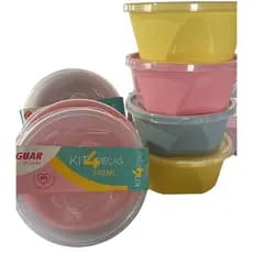 Conjunto Pote Organizador em Plástico - Cores Pastéis - 4 Unidades com Tampa