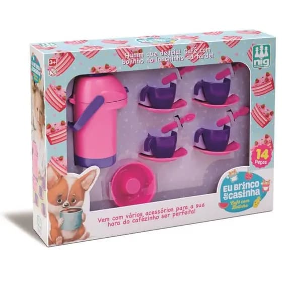 Kit Brinco de Casinha Café com Bolinho - Nig Brinquedos com Garrafinha de Água