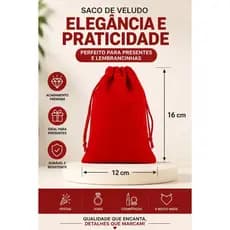 Saco De Veludo Vermelho Para Presentes 16x12cm