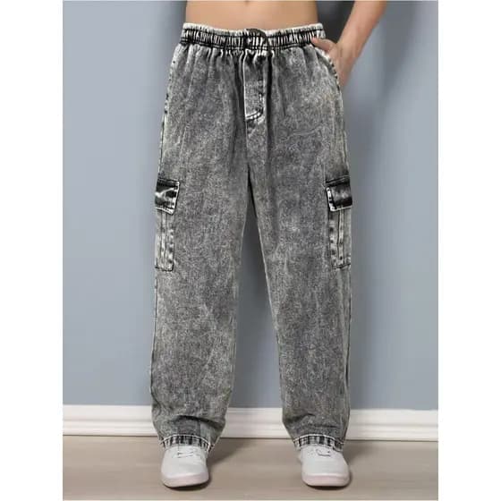 Calça Cargo larga  Todos    Solto    Bolso  Cordão