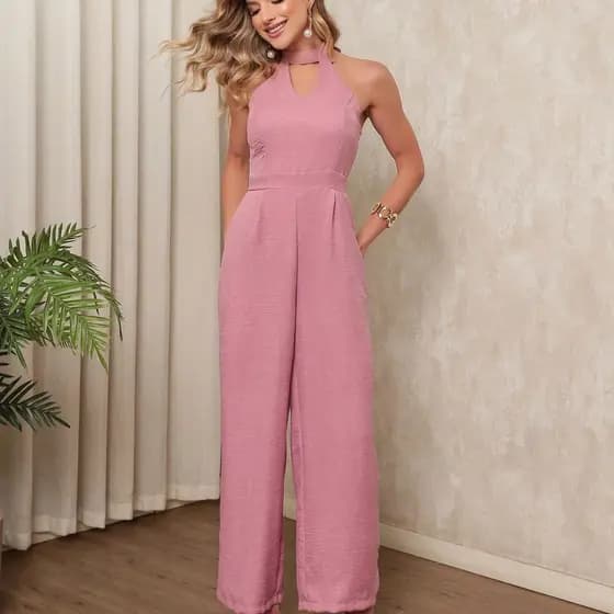 Macaquinho Elegante e Minimalista com Halter e Laço das Costas para Meninas Pré-Adolescentes