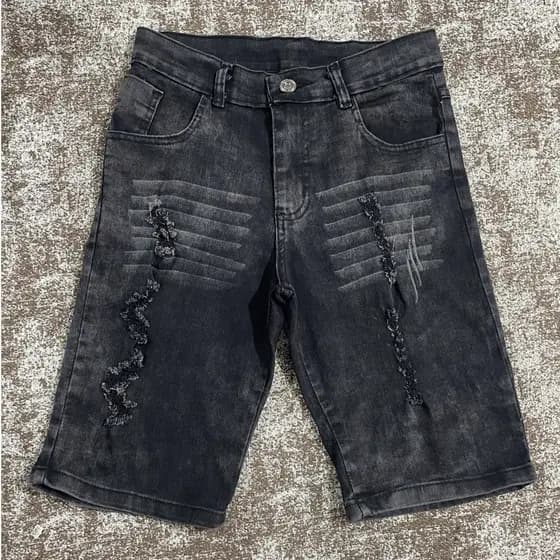 Bermuda Jeans Masculina Rasgada Sem Lycra Linha Premium Preta