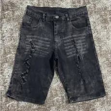 Bermuda Jeans Masculina Rasgada Sem Lycra Linha Premium Preta