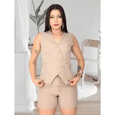 Colete Assimétrico Com bolso e 4 botoes Twill