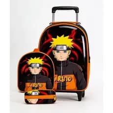 Kit Mochila Escolar Infantil Do Naruto Com Lancheira e Estojo