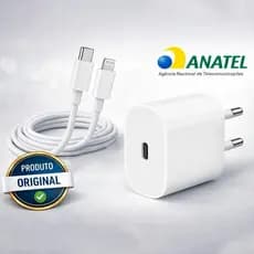 Carregador Turbo 20w bivolt Compatível iPhone USB-C  Carregamento Turbo Compatível iPhone 7 8 X XR 11 12 13 14 Compacto