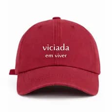 Boné Feminino Tecido Premium Ajustável Passeios Praia Calor Frase Viciada Em Viver Aventura Praia Calor Casual Ajustável