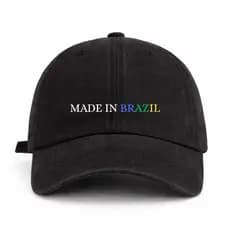 Boné Unissex Frase Made In Brazil Colorido Ajustável Estilo Premium Para o Calor Sol Chapéu Passeio Básico Casual