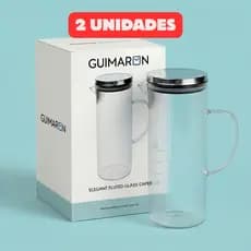 Jarra Vidro Borossilicato 1,4L Tampa Inox Grande Suco Agua Refrigerante Festas