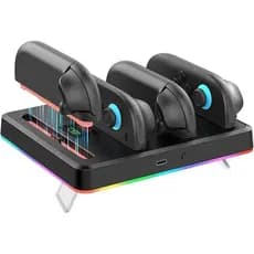 Base Carregadora Suporte Dock Carregador Led RGB para JoyCon Controle Nintendo Switch 2 Ns2 - Dobe