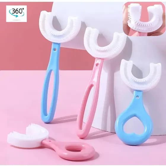 Escova De Dentes Infantil dental Em Forma De U 360 ° De Silicone Macio Para Crianças Limpeza Oral Dentária
