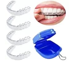04 Placas Moldeira Bruxismo Ranger Dentes + 01 Estojo azul