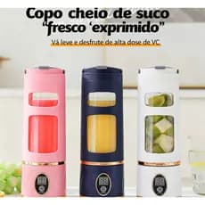 Liquidificador Portátil Recarregável 8 Lâminas 450ml 1300mAh - Casa Chic | Mini Mixer USB, Tritura Gelo e Smoothie Make