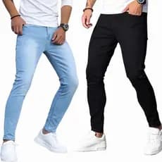 kit calças jeans  skinny masculina clara e preta algodão linha premium original NF