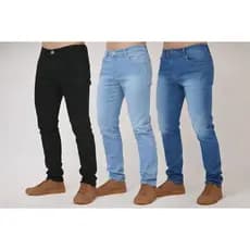 Kit Calça Jeans Masculina Skinny Slim Fit Elastano Confortável Várias Cores