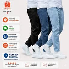 Kit 3 Calças Jeans Masculina Skinny Algodão Confortavél Moda 2026