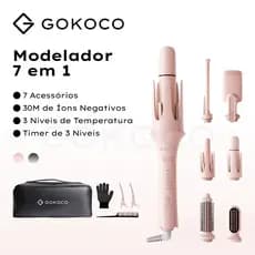 GOKOCO 7 em 1 Modelador de Cachos Multifuncional íons negativos cria diversos estilos de cachos Design bivolt