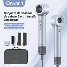 GOKOCO 5 Em 1 Conjunto De Secador De Cabelo GD023 Multifuncional De Alta Velocidade Escova Secadora Com Alisar E Enrolar