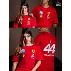 Camiseta F1 Team maranello 2025 Sponsorships Lewis Hamilton #44 100% Algodão