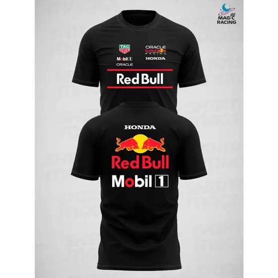 Camiseta Dry-fit F1 Sponsorships Red Bull Racing 2025 Proteção Uv50+ / Treino / fitnes / Academia / unissex