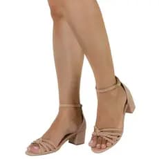 Sandália Feminina Trança Salto Baixo Saltinho 4.5cm Confortável