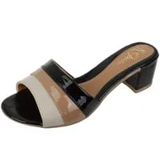 Tamanco Feminino Classe Colorido Palmilha Confortável Salto Médio 4,5 - Lofty Oferta