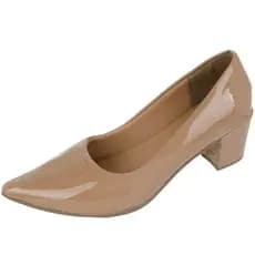 Scarpin Feminino Verniz Salto Grosso Bloco Antiderrapante Salto