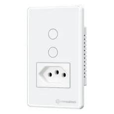 Interruptor Touch 2 Botões C/ Tomada Wi-fi Primebras Branco