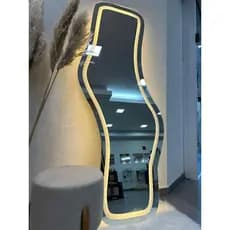 Espelho Orgânico EL21 Corpo Inteiro 170cm x 70cm Polido LED Jateado Luz Branca e Luz Amarela Sala Quarto Banheiro