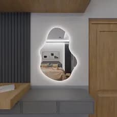Espelho Orgânico Com Led E03 Com Fio Em Promoção Lançamento Salão Quarto Sala Banheiro