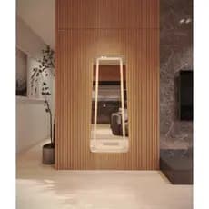 Espelho Orgânico EL19 Corpo Inteiro 150cm x 60cm Polido LED Jateado Luz Branca e Luz Amarela Sala Quarto Banheiro