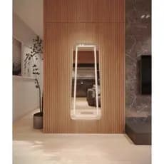 Espelho Orgânico EL19 Corpo Inteiro 170cm x 70cm Polido LED Jateado Luz Branca e Luz Amarela Sala Quarto Banheiro