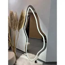 Espelho Orgânico EL04 Corpo Inteiro 170cm x 70cm Polido LED Jateado Luz Branca e Luz Amarela Sala Quarto Banheiro