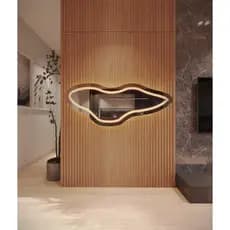Espelho Orgânico EL04 Corpo Inteiro 150cm x 60cm Polido LED Jateado Luz Branca e Luz Amarela Sala Quarto Banheiro