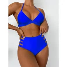 WD VEST Conjunto de Biquíni Cintura Alta com Detalhe Trançado e Faixas Laterais – Moderno e Sofisticado XX268
