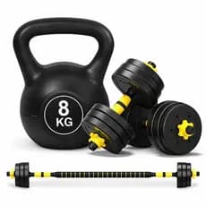 Kit Halteres 20kg Musculação Bonafit Ajustável + Kettlebell 8kg Academia