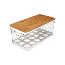 Organizador Porta 36 Ovos Geladeira Tampa Bambu Clear Fresh Ou