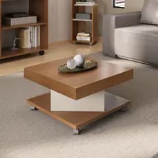 Mesa Centro Quadrada Saara Artely Cinamomo/Off White