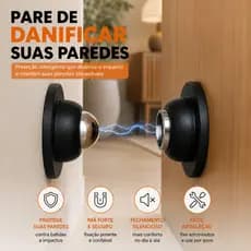 Prendedor de Porta Magnético Trava Batedor Fixador Porta Imã Sem Furos Adesivo Inox Preto Kit 1 a 5