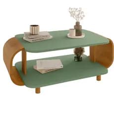 Mesa de Centro Canto  Floripa Moderna na Cor Pistache Natural Starrose Bechara