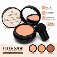 BB Cream Base Corretivo Mia Make 18g com Esponja Aplicadora Cobertura Uniforme