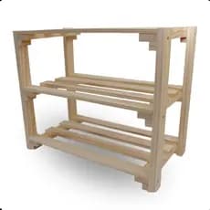 Sapateira Organizadora Madeira Rustica Minimalista Casal 3 Prateleiras Calçados Sapatos Tênis