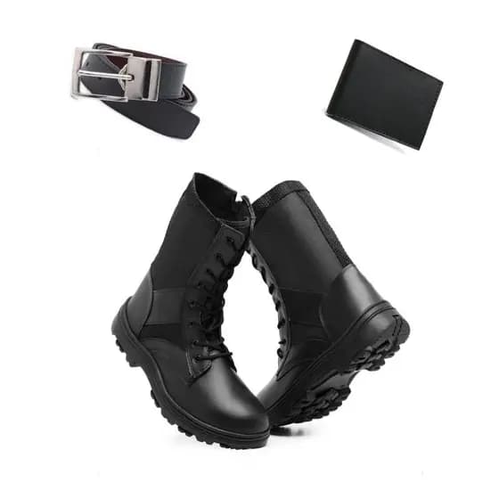 KIT Completo – Coturno Militar Tático Masculino + Carteira + Cinto | Estilo, Conforto e Resistência